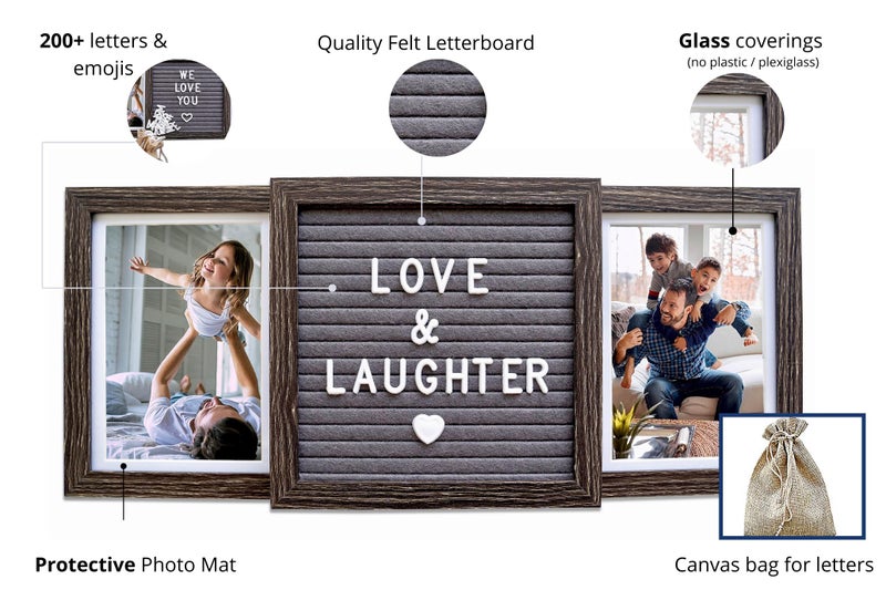 Oak letters Custom Picture Frames â€“ Personalized Picture Frame in Brown â€“ Custom Photo Gifts for Dad, Mom, Grandpa, or Papa â€“ Two 6x4 Photos with Customizable Felt Letter Board â€“ Keepsake for Family Memories - Image 5